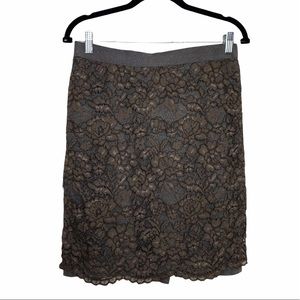 Ann Taylor LOFT Gray Lace Overlay Pencil Skirt 6
